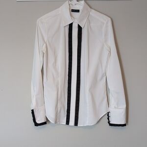 New York & Company | White Button Down with Black Accents | S